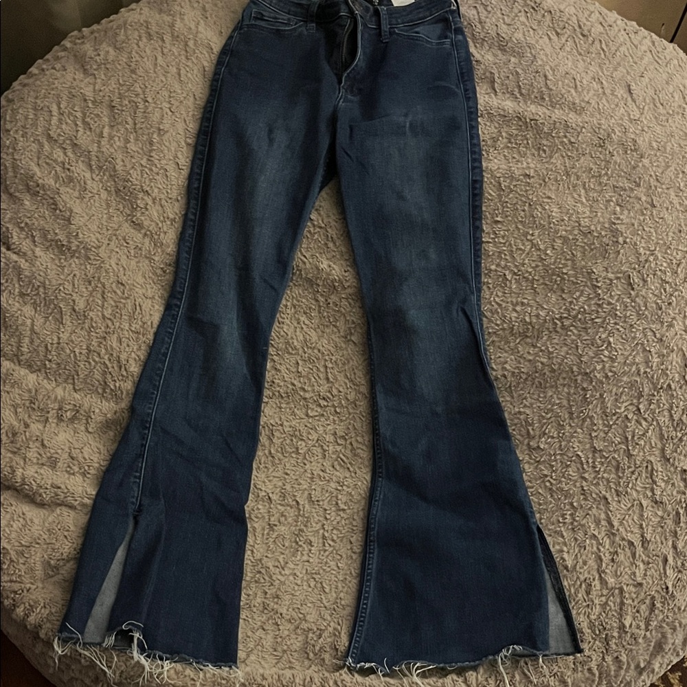Hollister Navy Flare Wide Leg Jeans